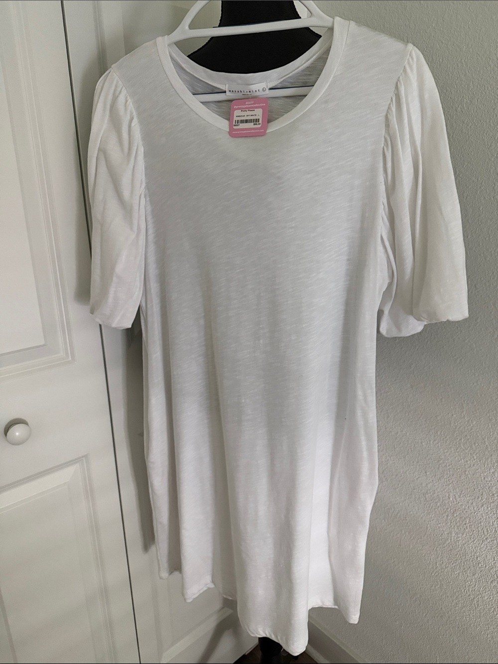 NWT White Puff Sleeve Cotton Tee Dress.